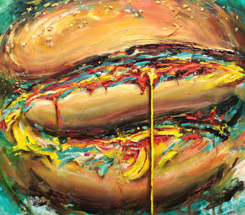 Ecstacyandagony_painting by Steven Makse_Oil on canvas. Hamburger painting, impasto